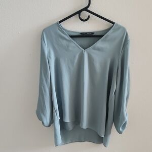 Zac & Rachel Light Blue V-Neck Blouse